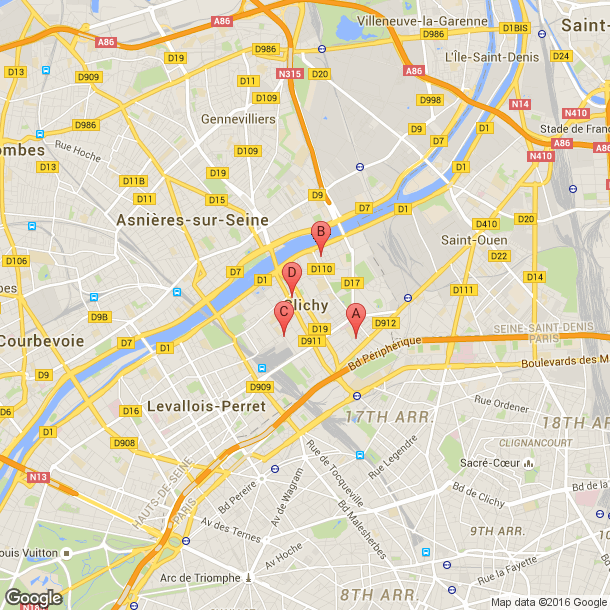 Plan des salles de sport de Clichy