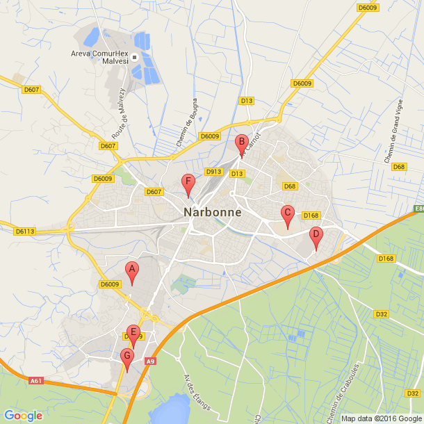 Plan des salles de sport de Narbonne