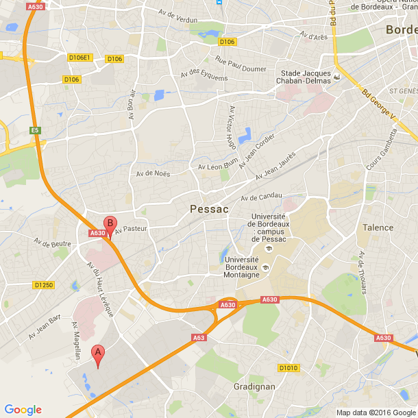 Plan des salles de sport de Pessac