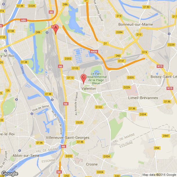 Plan des salles de sport de Valenton