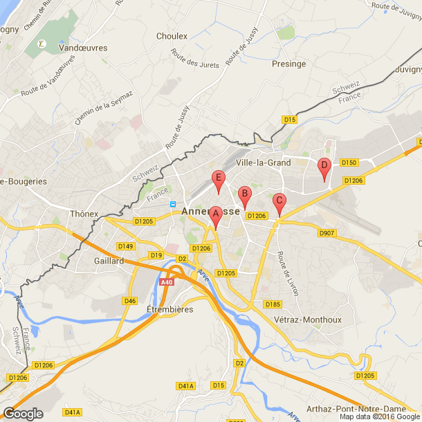 Plan des salles de sport de Annemasse