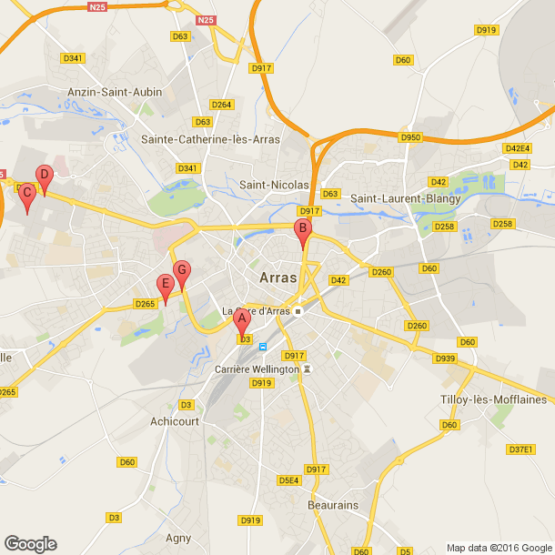 Plan des salles de sport de Arras