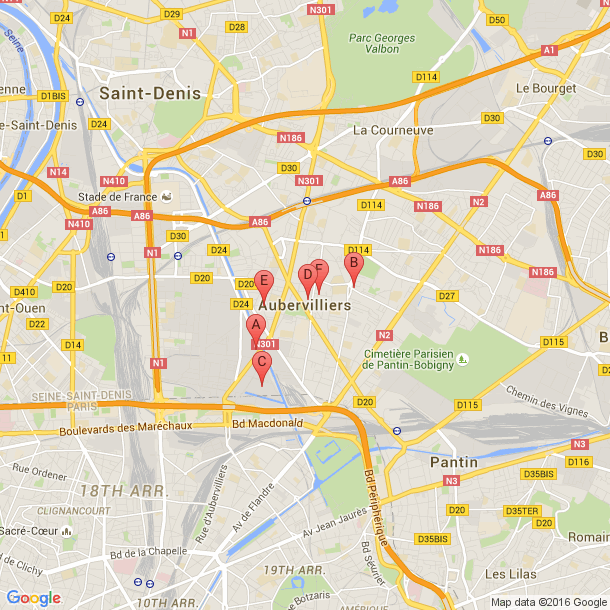 Plan des salles de sport de Aubervilliers