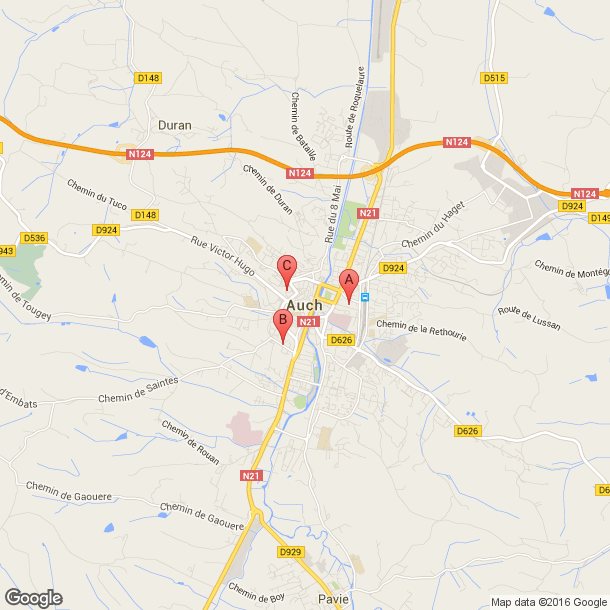 Plan des salles de sport de Auch