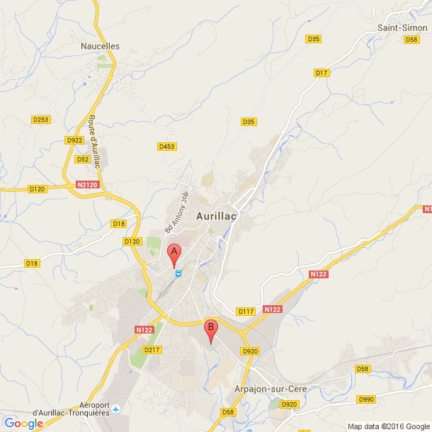 Plan des salles de sport de Aurillac