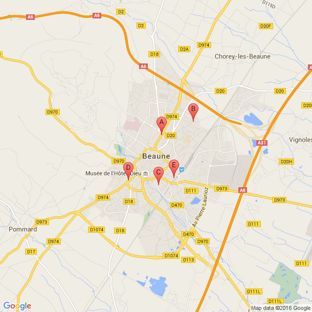 Plan des salles de sport de Beaune
