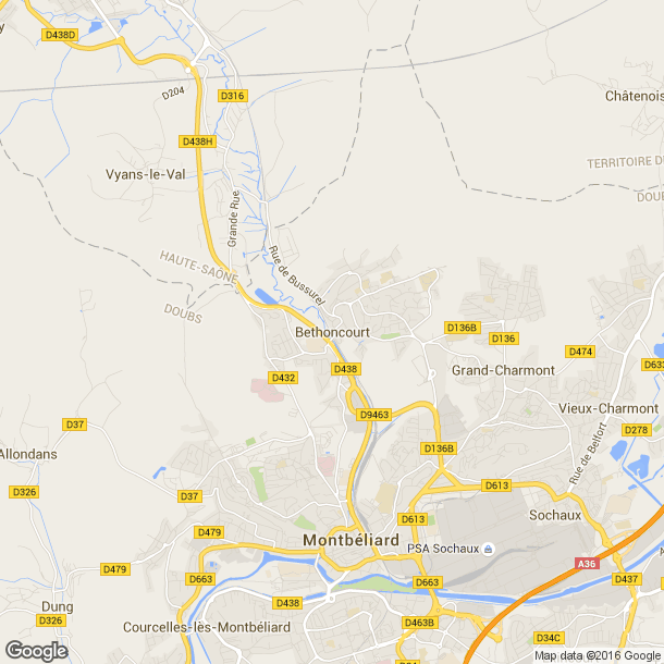 Plan des salles de sport de Béthoncourt