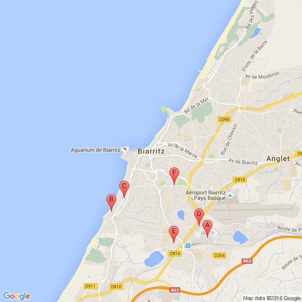 Plan des salles de sport de Biarritz