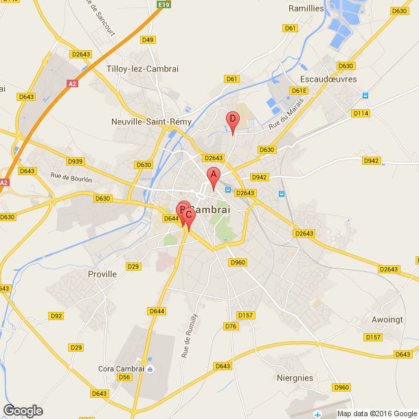 Plan des salles de sport de Cambrai