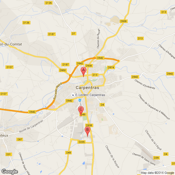 Plan des salles de sport de Carpentras