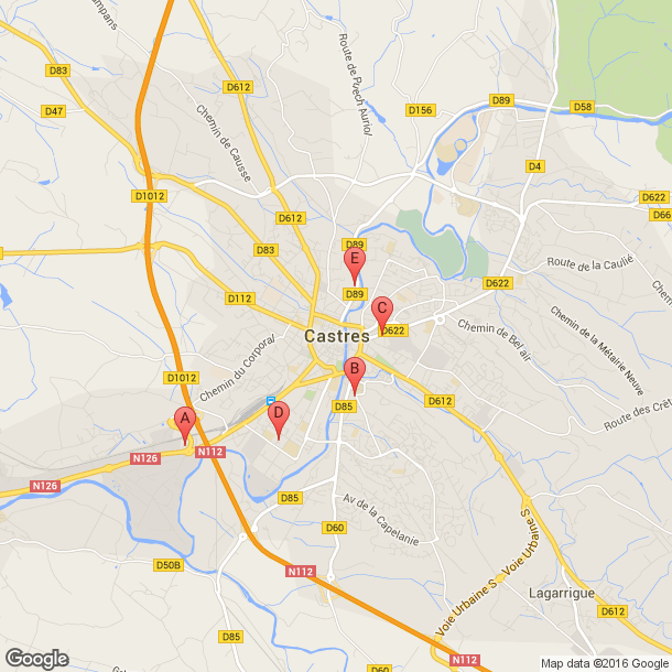 Plan des salles de sport de Castres