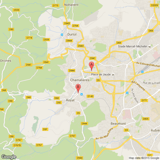 Plan des salles de sport de Chamalières