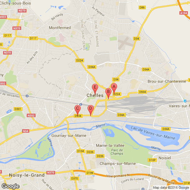 Plan des salles de sport de Chelles