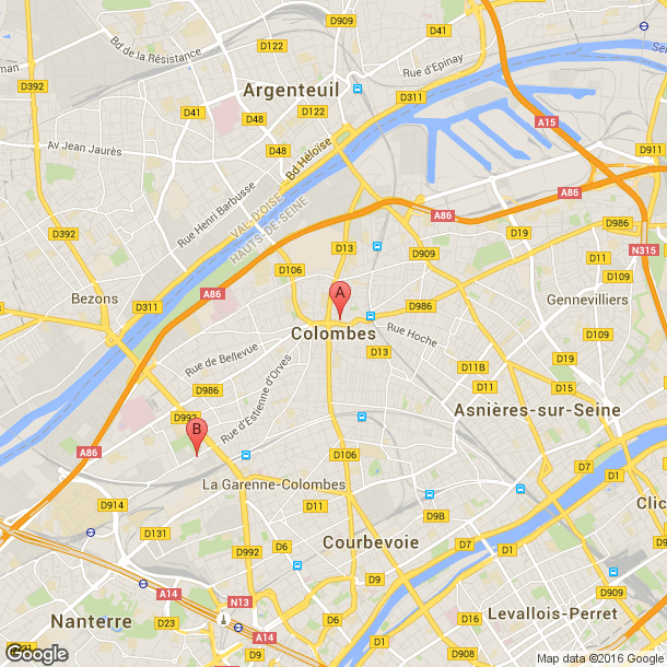 Plan des salles de sport de Colombes