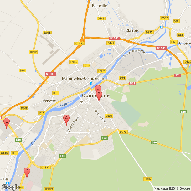 Plan des salles de sport de Compiègne