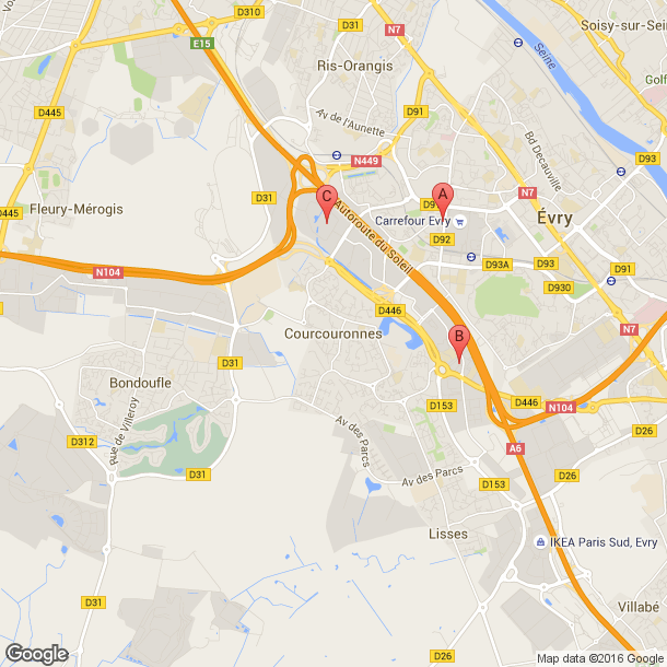 Plan des salles de sport de Courcouronnes