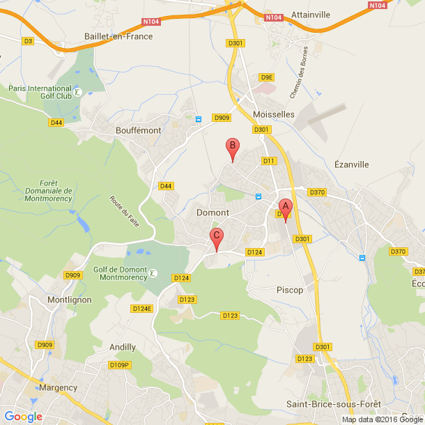 Plan des salles de sport de Domont