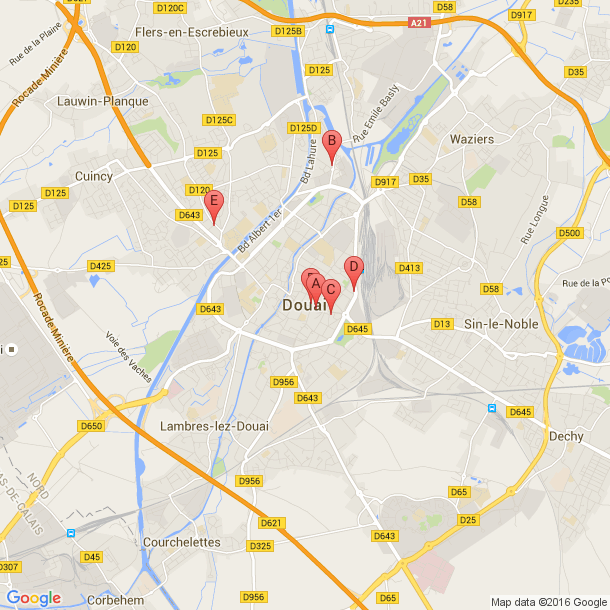 Plan des salles de sport de Douai
