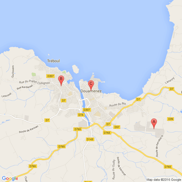 Plan des salles de sport de Douarnenez