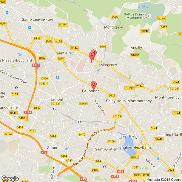 Plan des salles de sport de Eaubonne