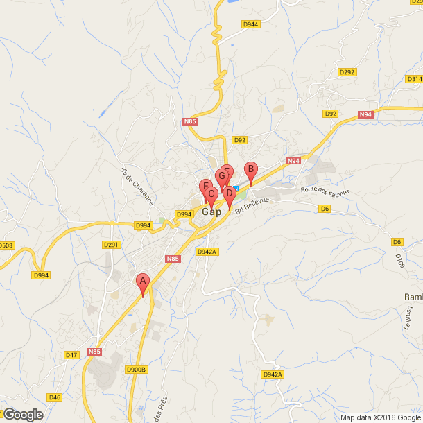 Plan des salles de sport de Gap