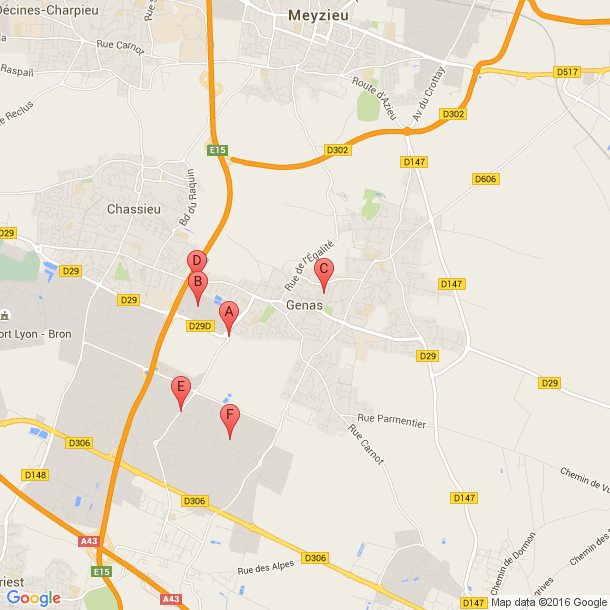 Plan des salles de sport de Genas