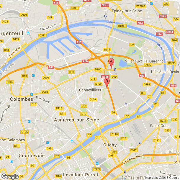 Plan des salles de sport de Gennevilliers