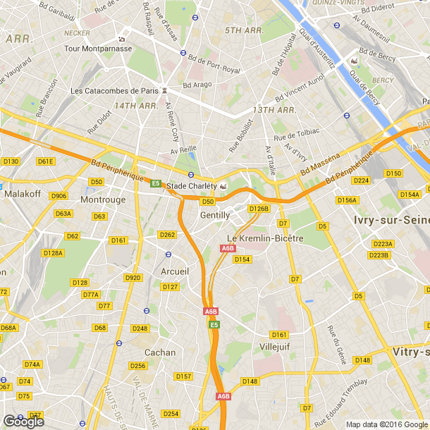 Plan des salles de sport de Gentilly