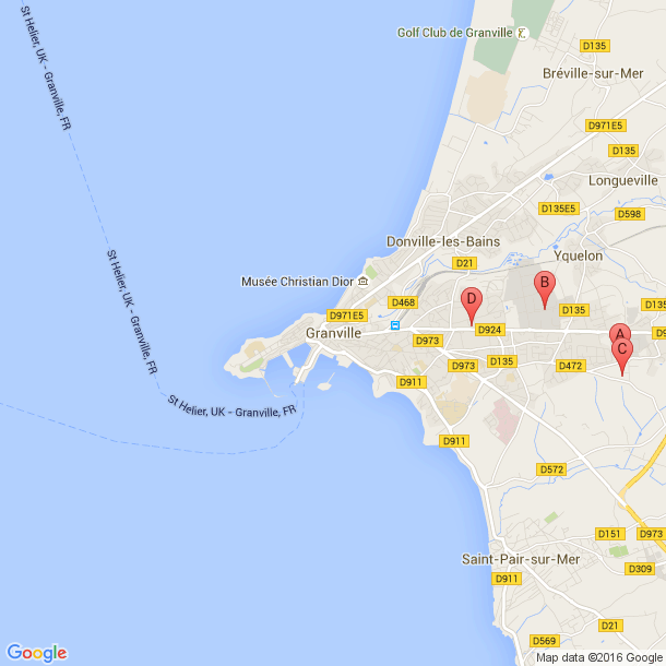 Plan des salles de sport de Granville