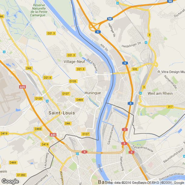 Plan des salles de sport de Huningue