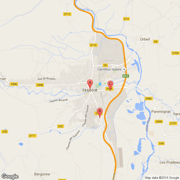 Plan des salles de sport de Issoire