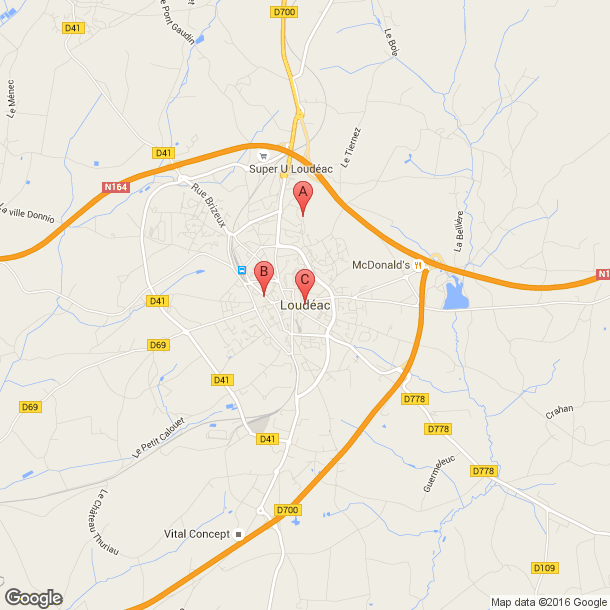 Plan des salles de sport de Loudeac