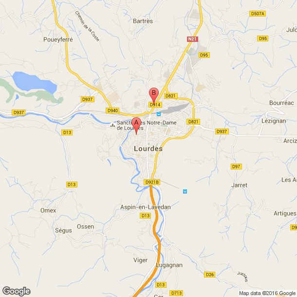 Plan des salles de sport de Lourdes