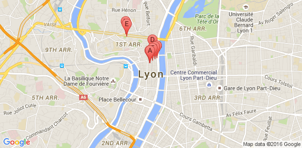 Plan des salles de sport du 1er arrondissement de Lyon