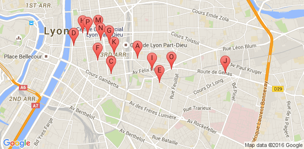 Plan des salles de sport du 3eme arrondissement de Lyon