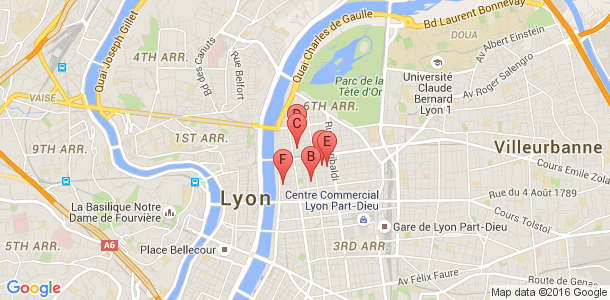 Plan des salles de sport du 6eme arrondissement de Lyon