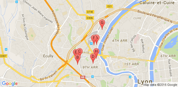 Plan des salles de sport du 9eme arrondissement de Lyon