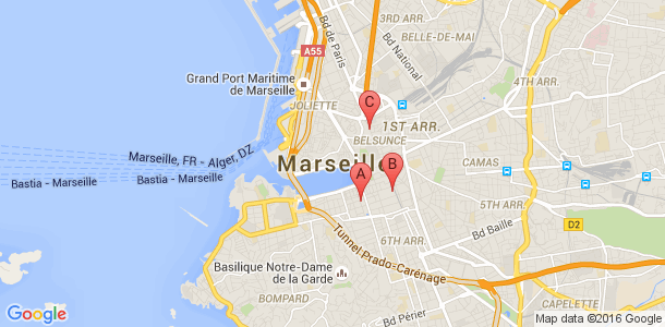 Plan des salles de sport du 1er arrondissement de Marseille
