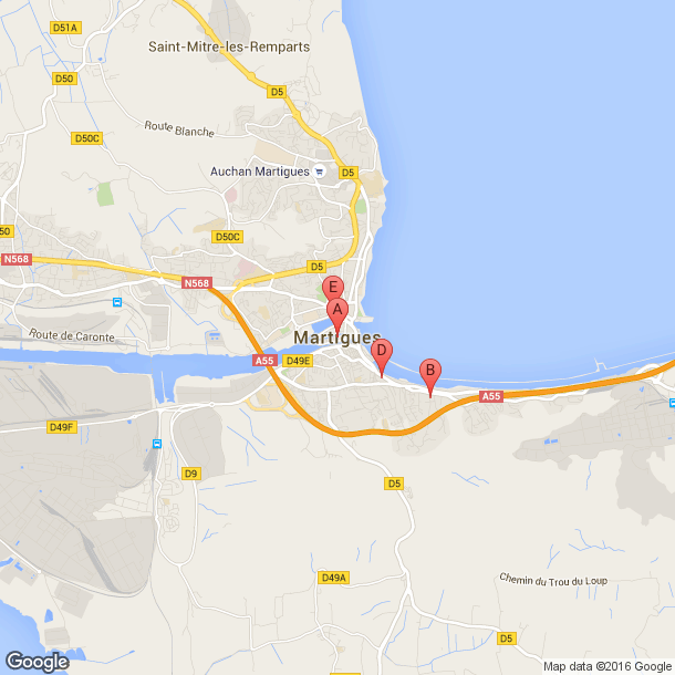 Plan des salles de sport de Martigues