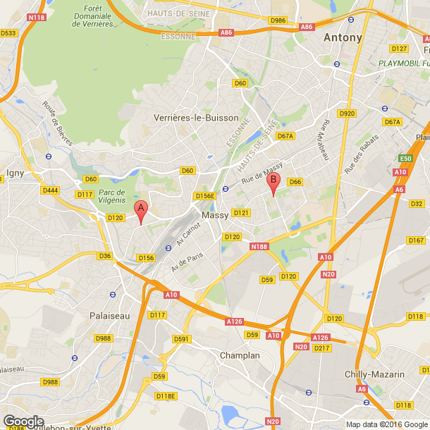 Plan des salles de sport de Massy