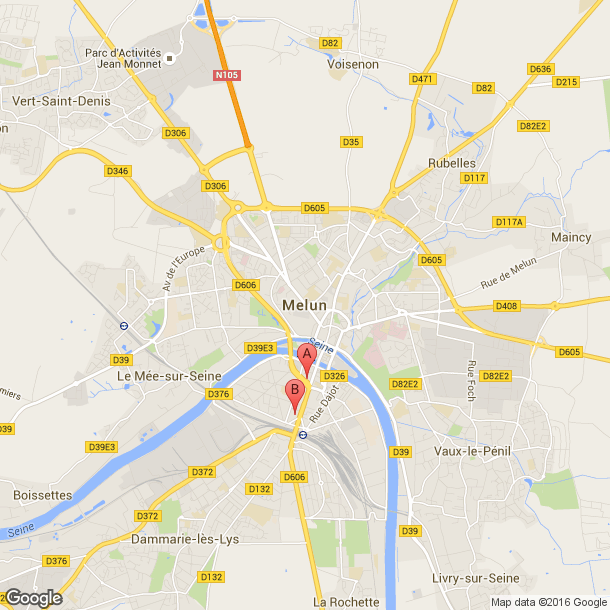 Plan des salles de sport de Melun