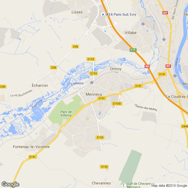 Plan des salles de sport de Mennecy