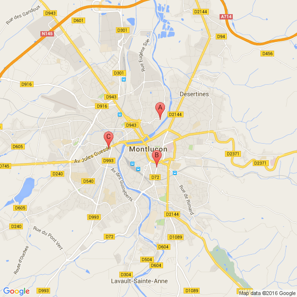 Plan des salles de sport de Montluçon