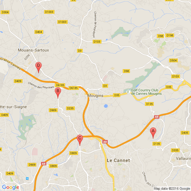 Plan des salles de sport de Mougins