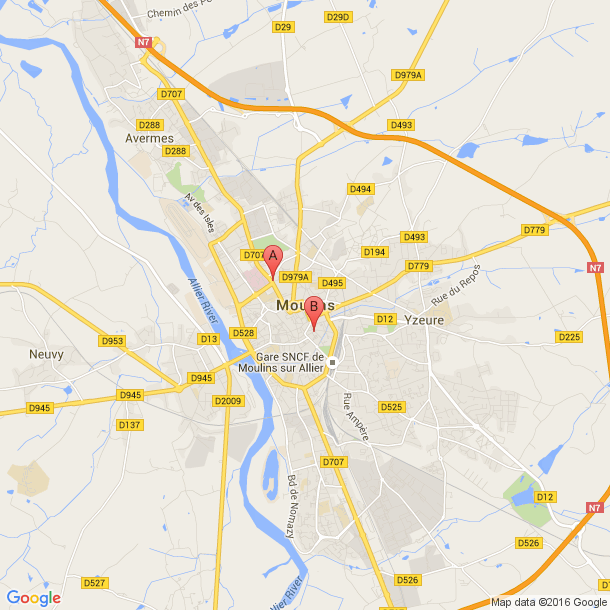 Plan des salles de sport de Moulins
