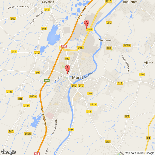 Plan des salles de sport de Muret
