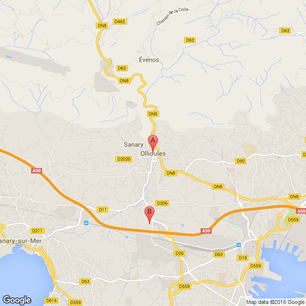 Plan des salles de sport de Ollioules