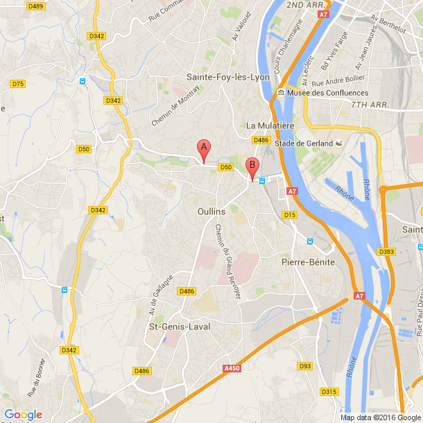 Plan des salles de sport de Oullins