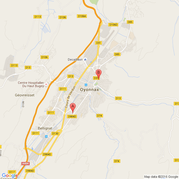 Plan des salles de sport de Oyonnax