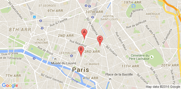 Plan des salles de sport du 3eme arrondissement de Paris
